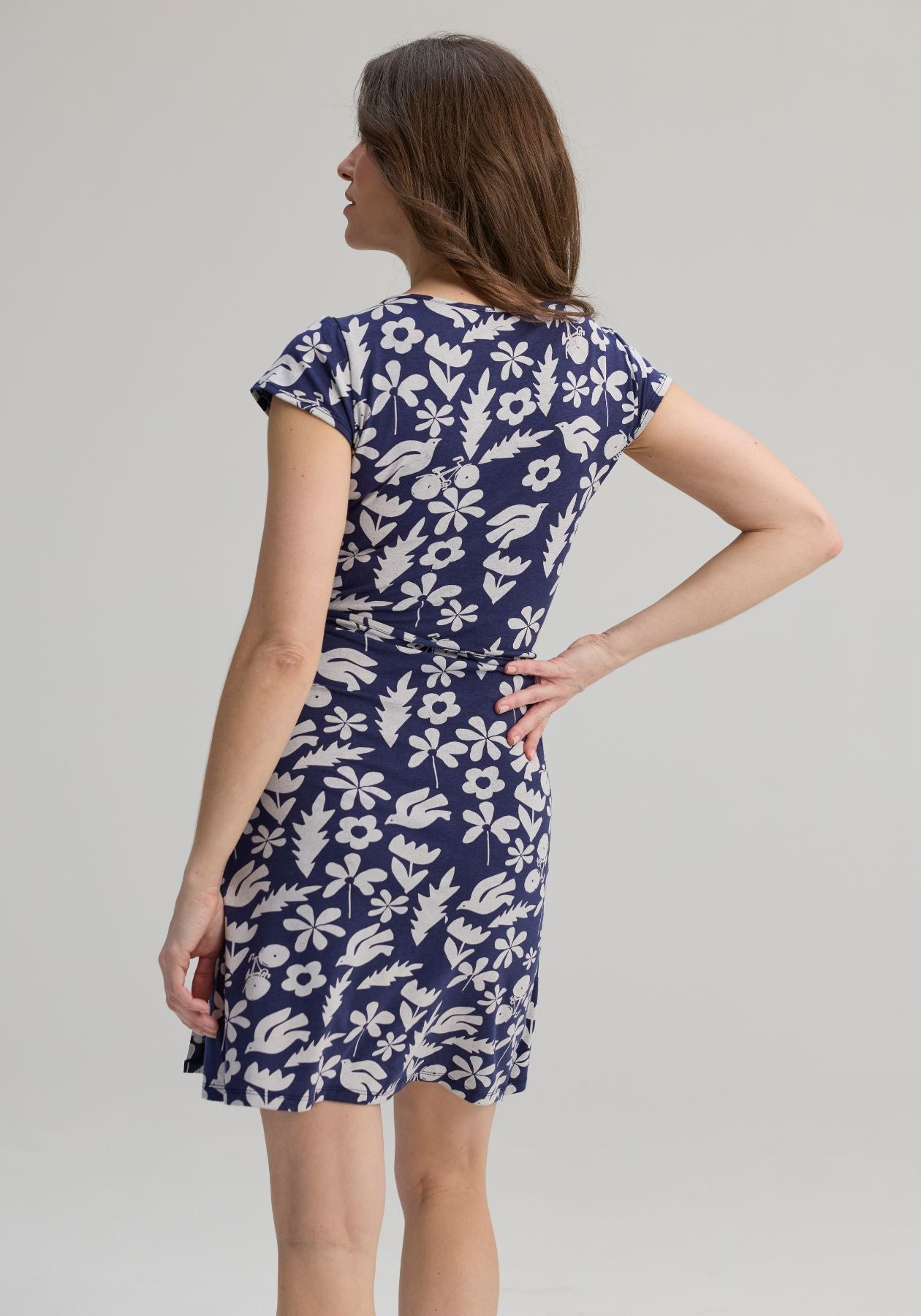 LIBELLULE - Blue Tencel and organic cotton dress with short sleeves  