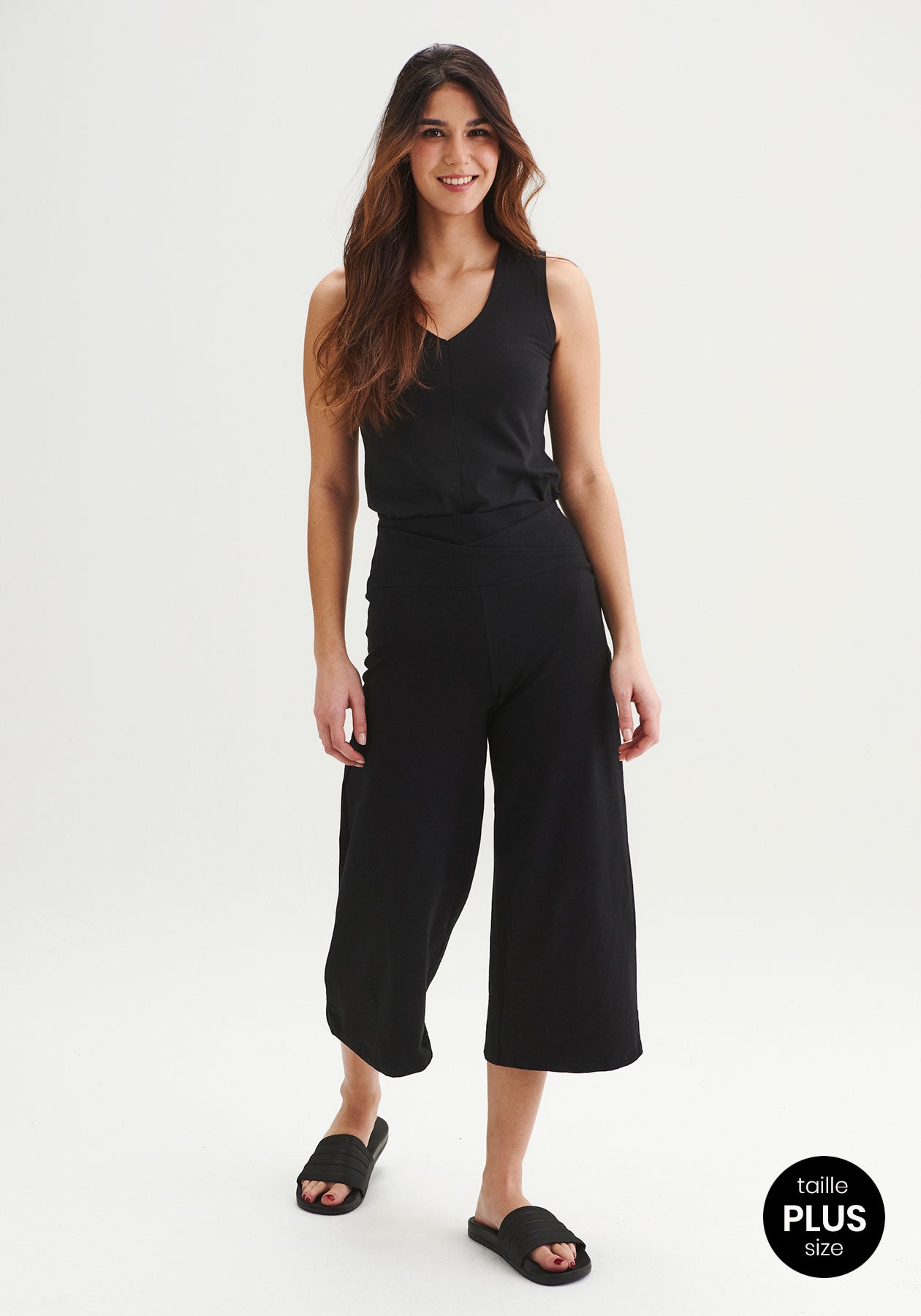 CALLA - Capri en coton bio noir (LIVRAISON 1er Mars)-Bas-Message Factory