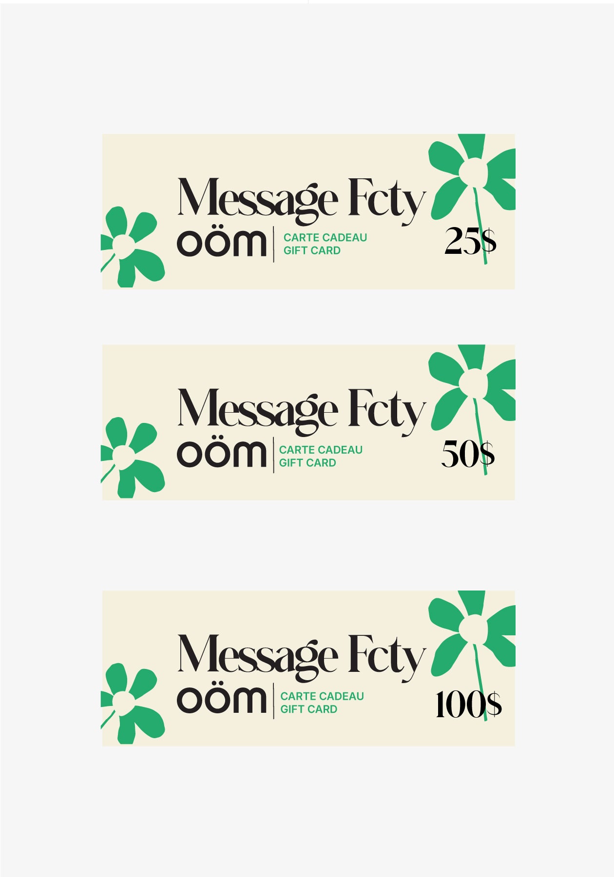 Carte-cadeau MESSAGE FCTY / ÖOM