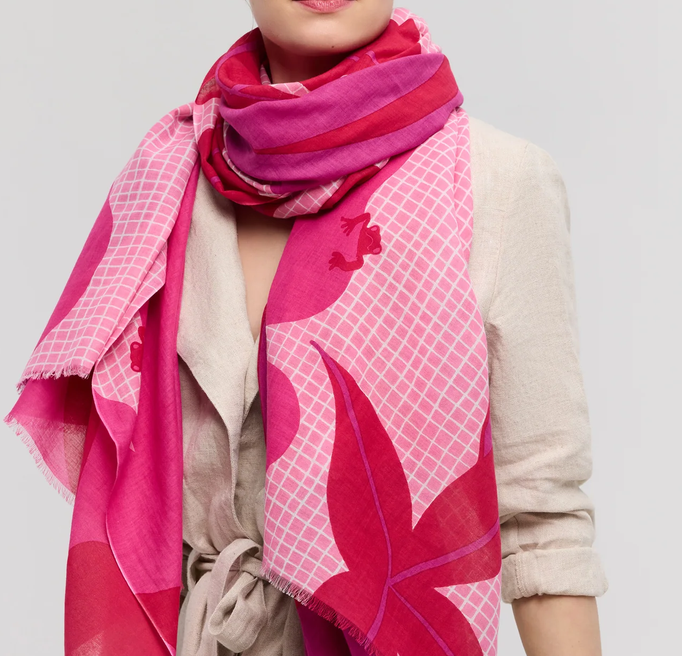 Foulard en coton rose et rouge