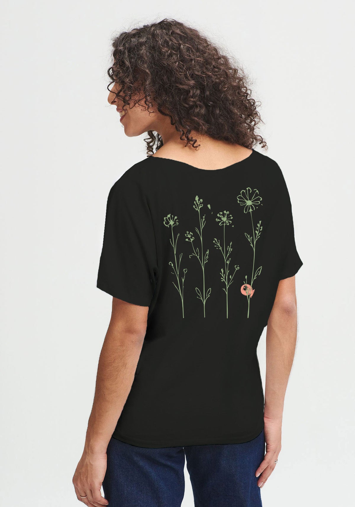 BETTY - Haut manches courtes en coton bio noir sauvagement simple