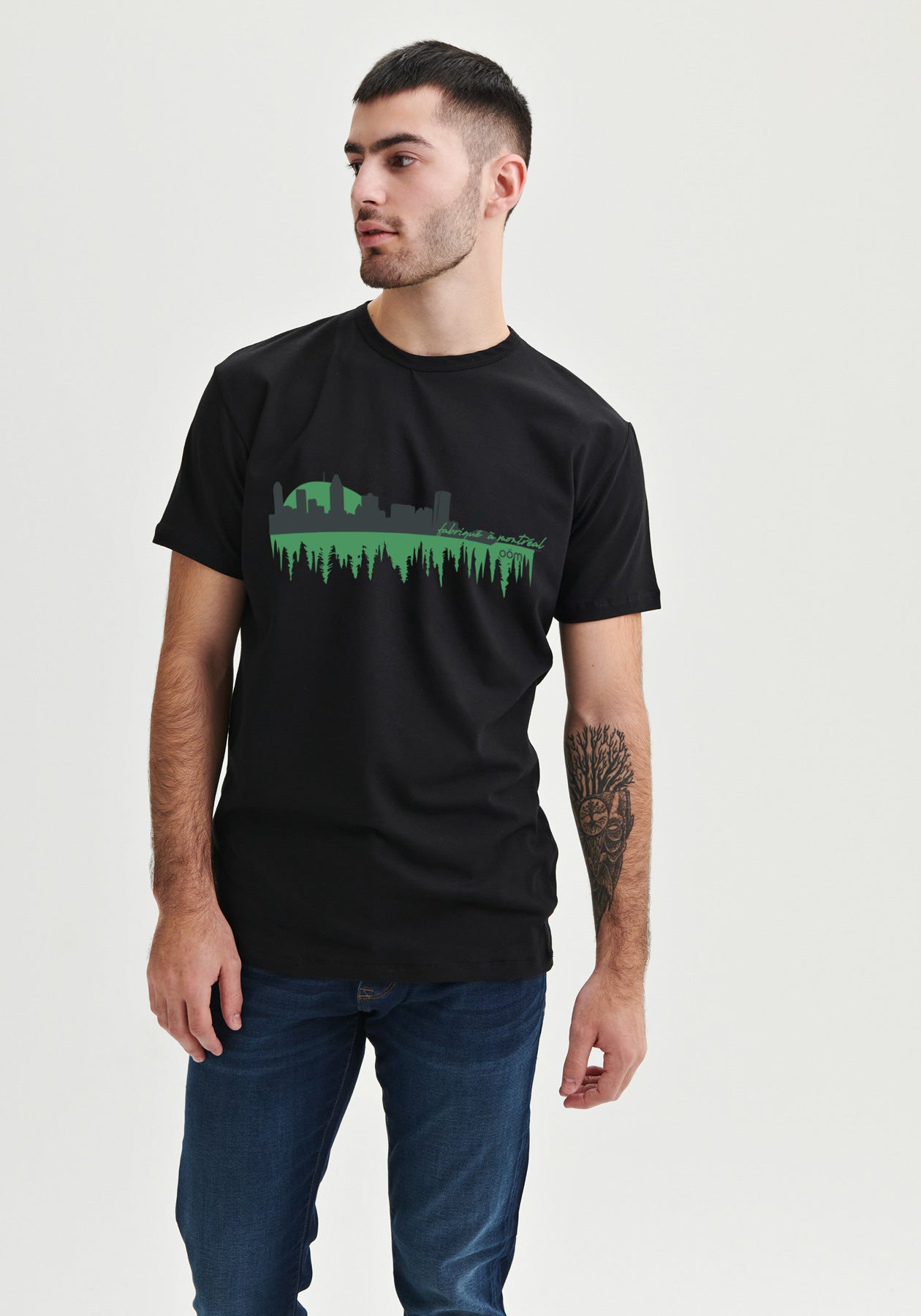 MONTREAL REFLEXION- T-shirt noir en coton biologique
