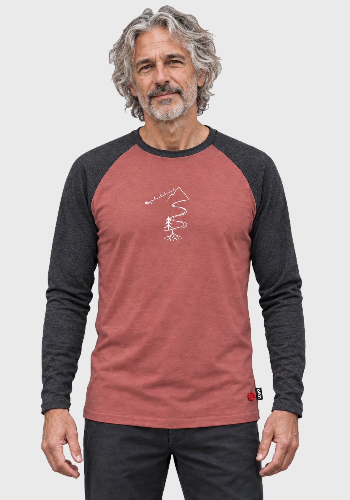 Transit Organic Cotton Raglan long sleeve T-Shirt in Chacoal | OÖM