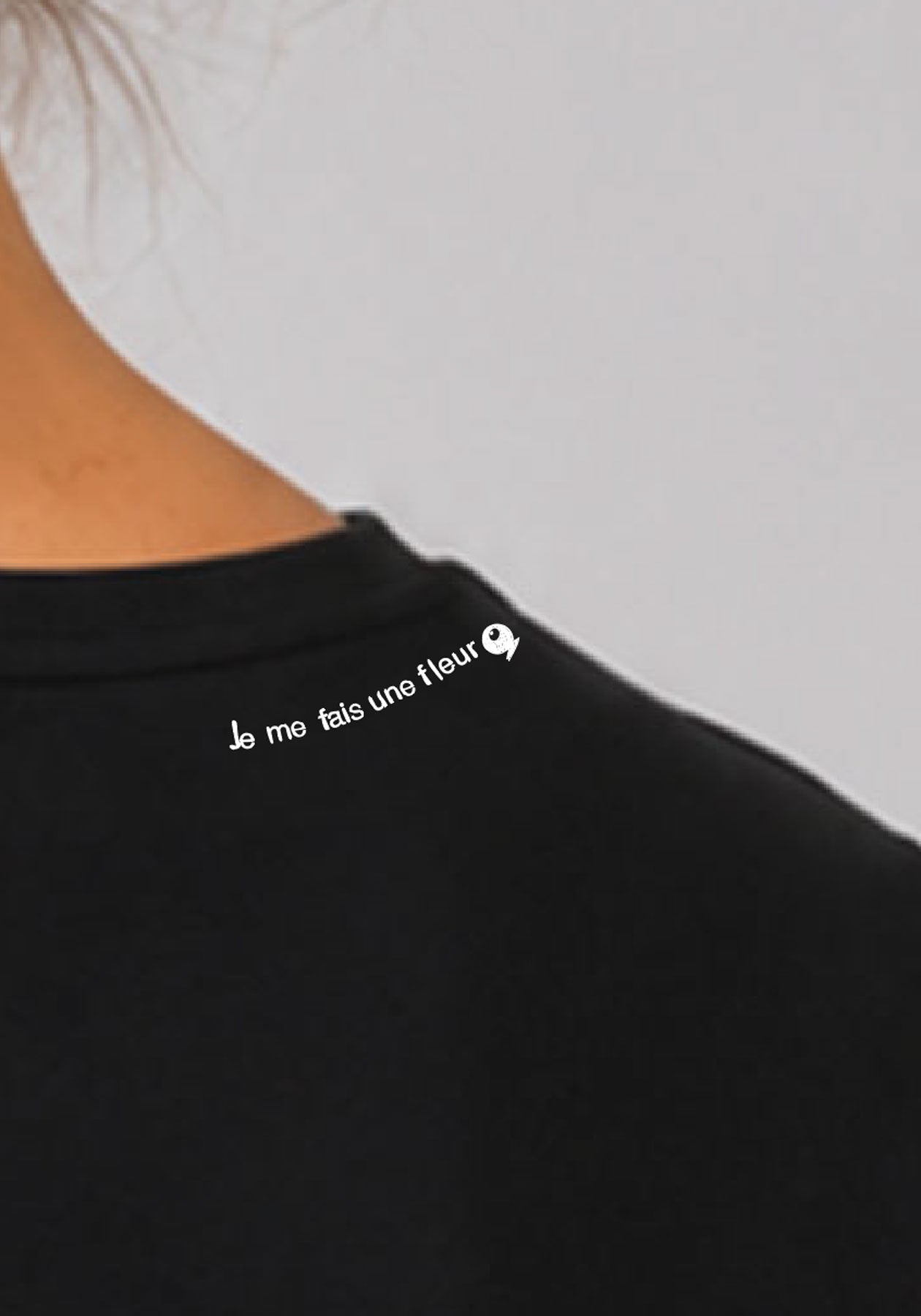 Lydia “Je me fais une fleur” Black Long Sleeve Top – Organic Cotton