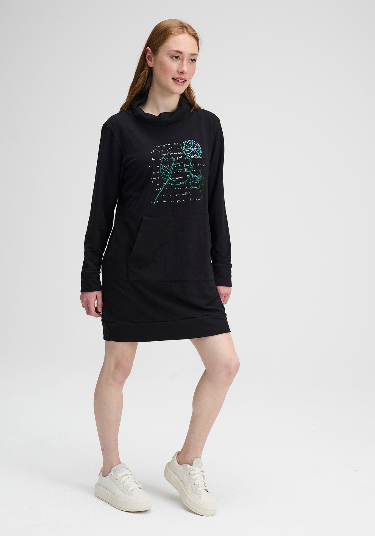 LAURIER - Black fleece tunic dress