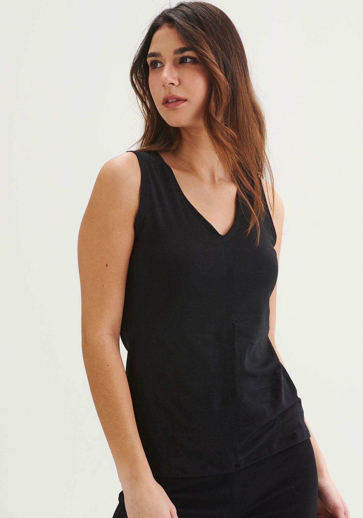 Camisole noir en coton bio - Mimosa