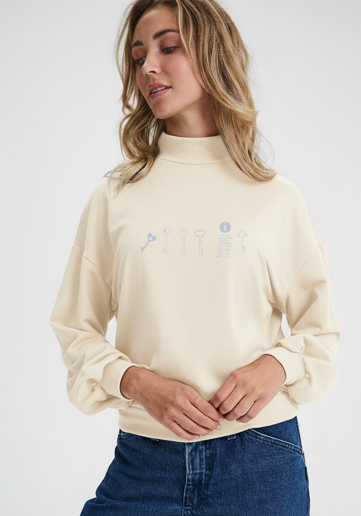 FERMONT - Pull en molleton off-white  LES CLÉS