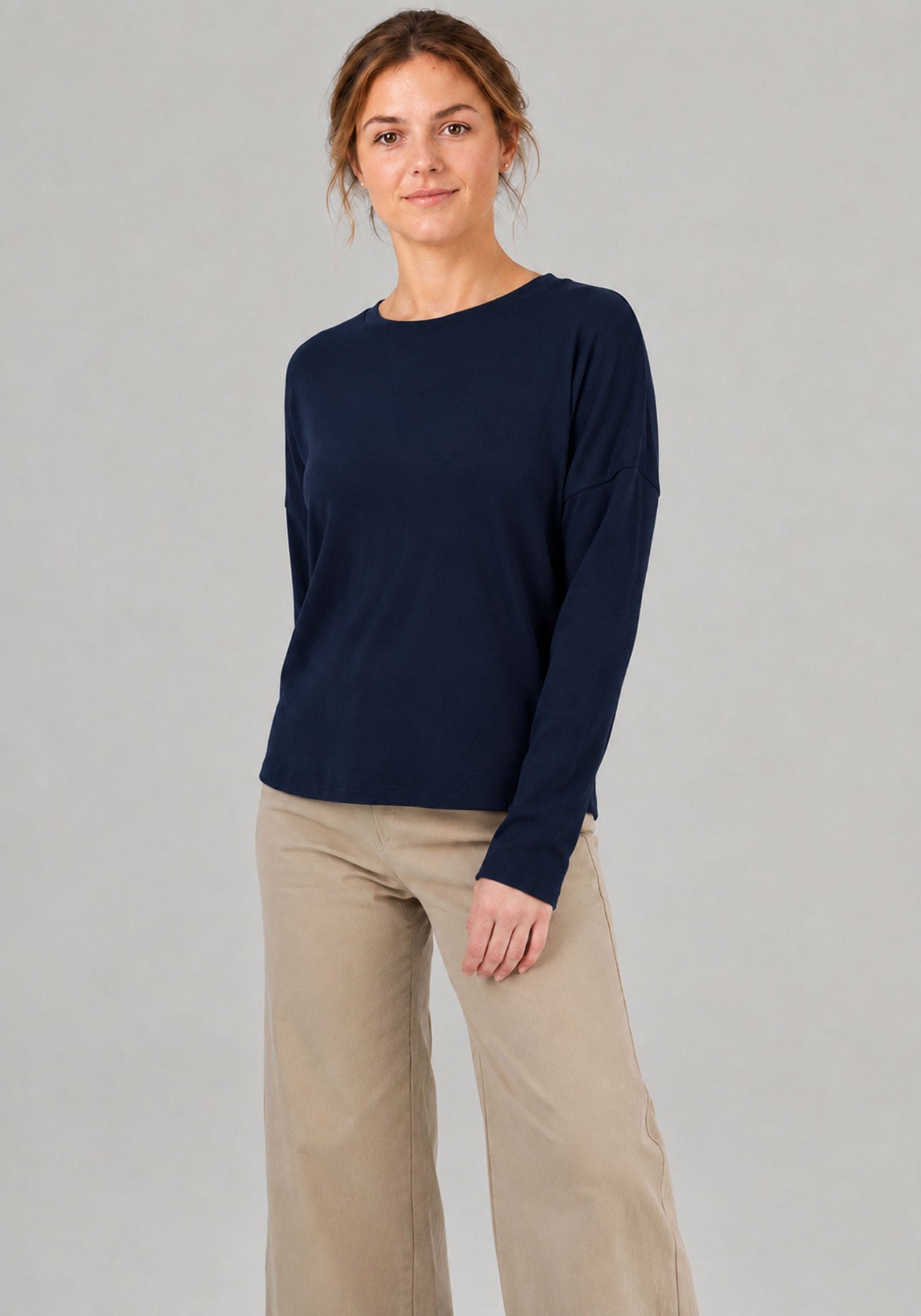 CHANDLER - Tricot en bambou manches longues bleu marin