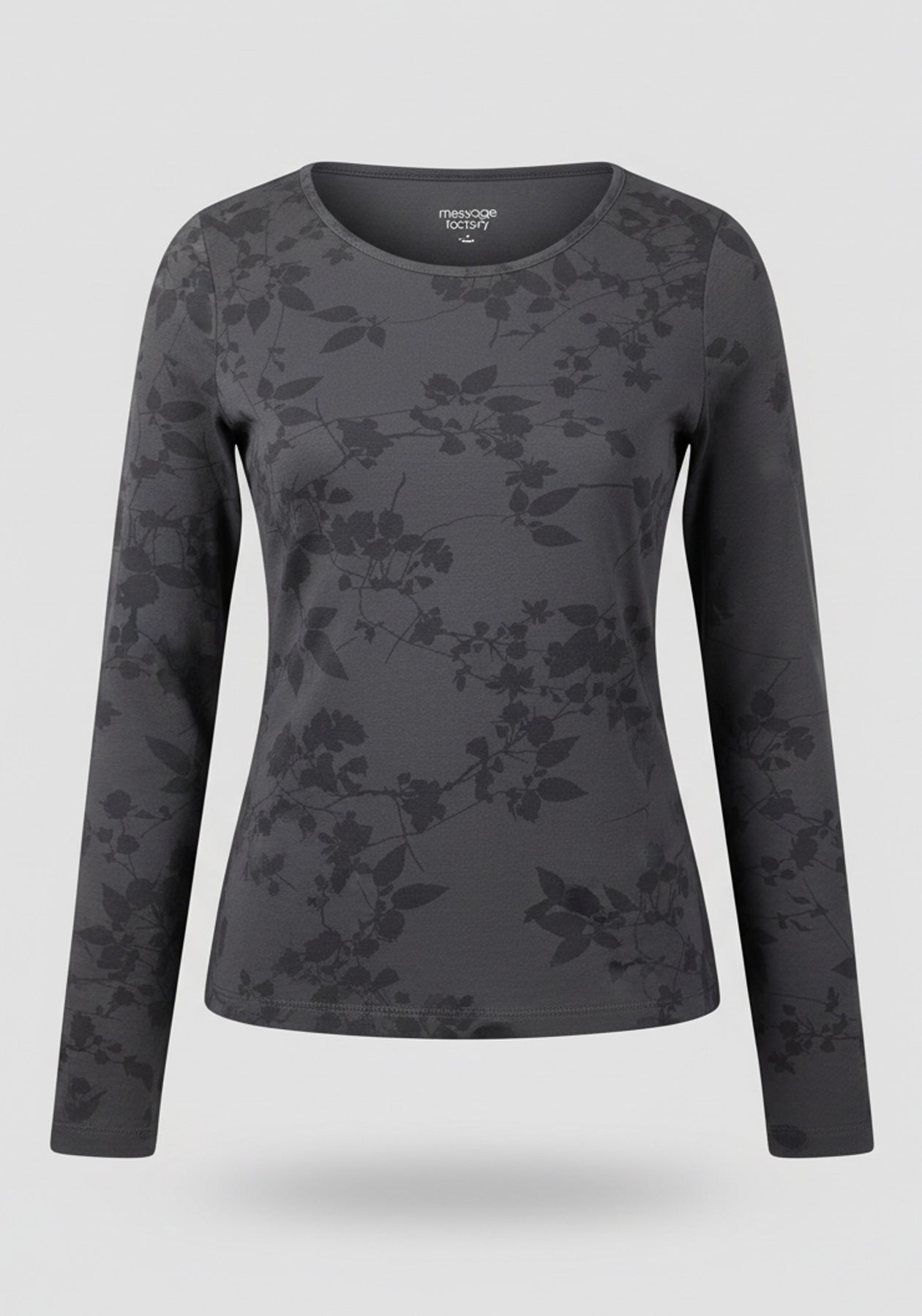 Lydia printed grey Long Sleeve Top – Organic Cotton