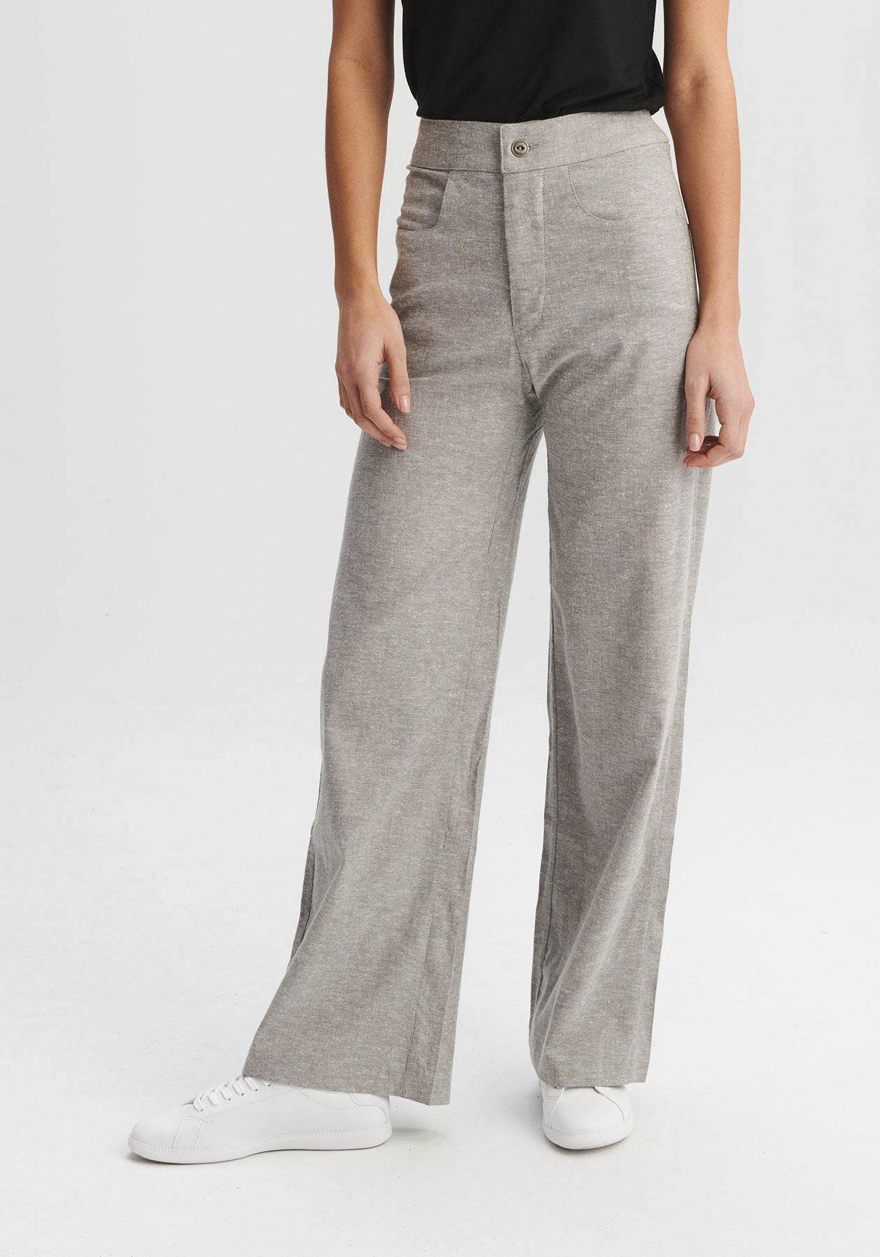 RICHELIEU - Pantalon taille haute gris-Bas-Message Factory