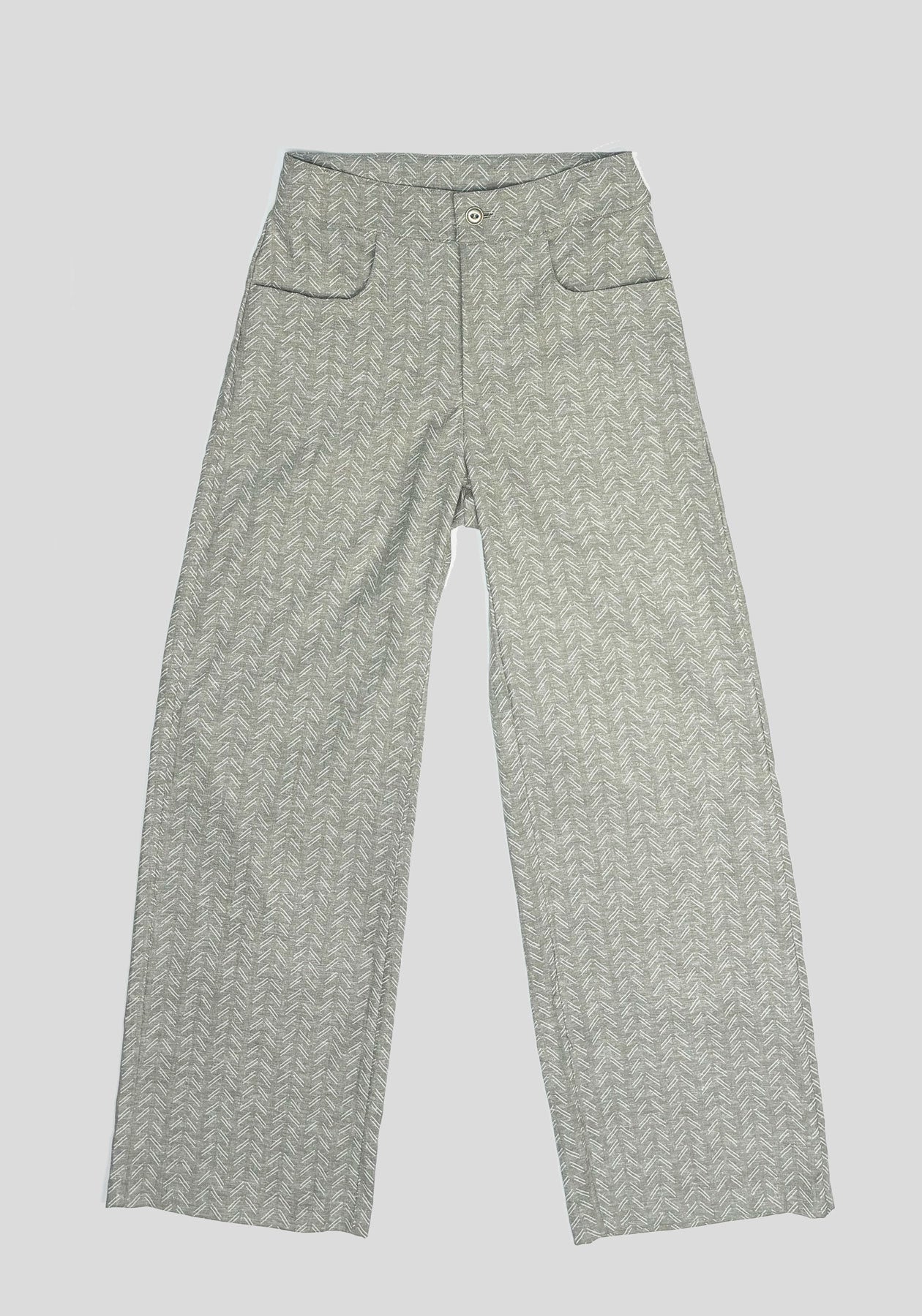 RICHELIEU - Pantalon taille haute gris imprimé-Bas-Message Factory